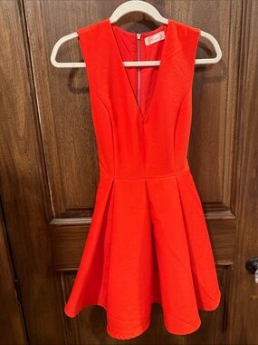 Blush Bright Red Sleeveless V-Neck Mini Dress